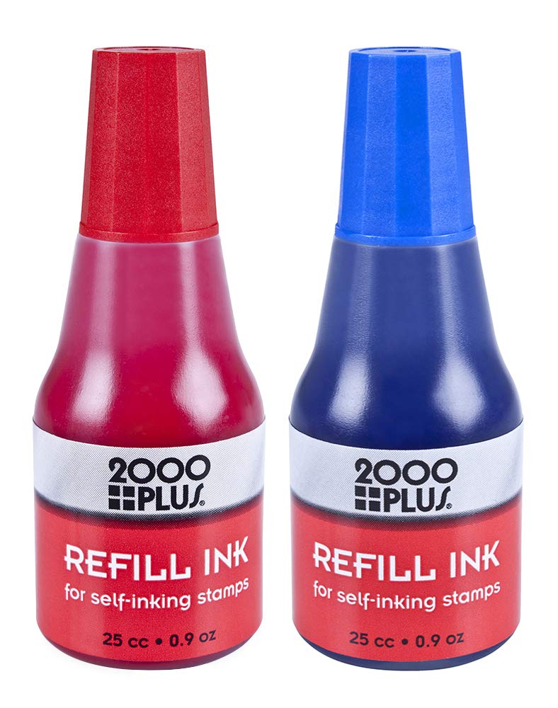 2000 Plus Stamp Kit, Self-Inking and Pre-Inking, 10 Office Themed Messages, for Business and Office Use, Red and Blue Ink (030459)